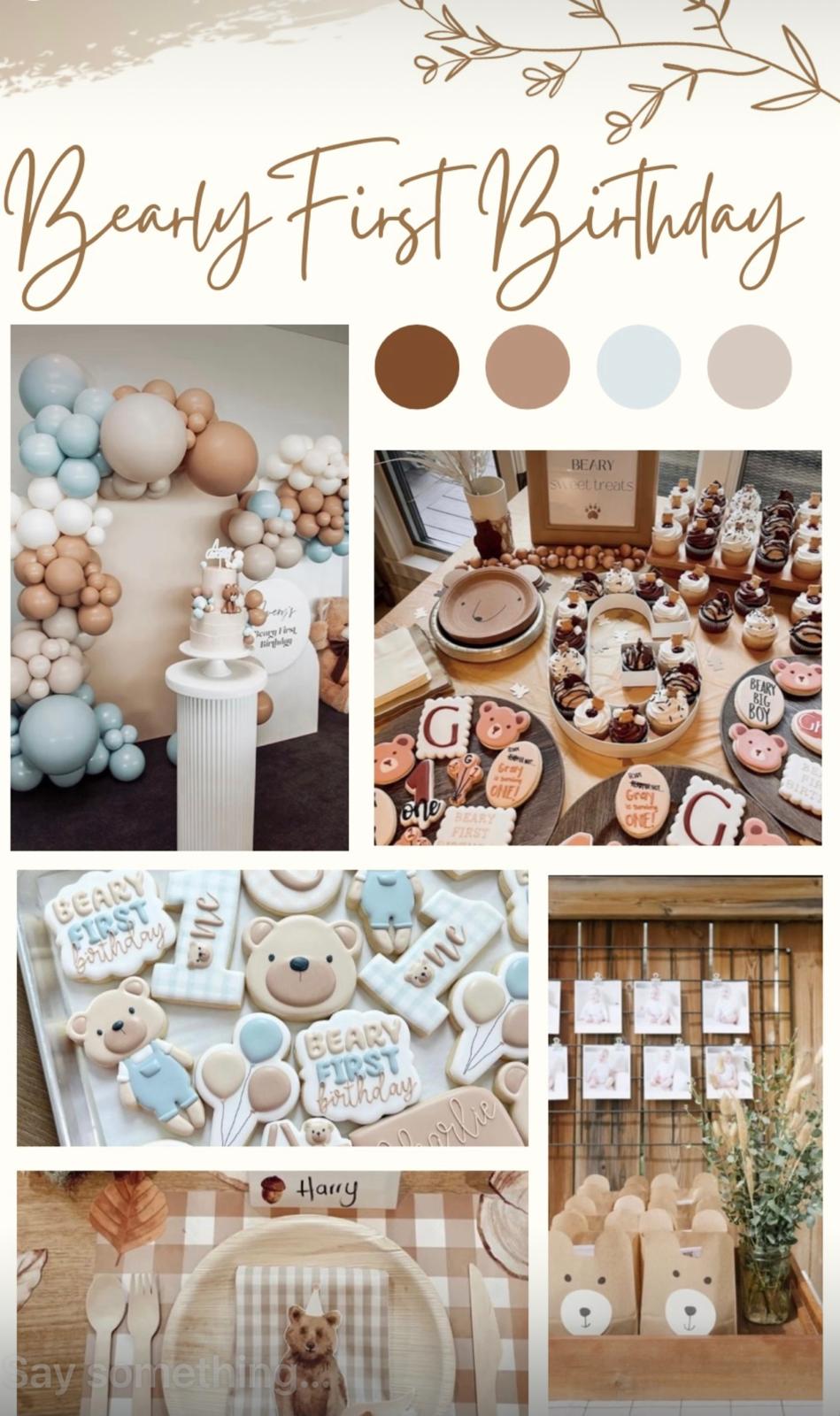 Bearly First Birthday soft play theme moodboard