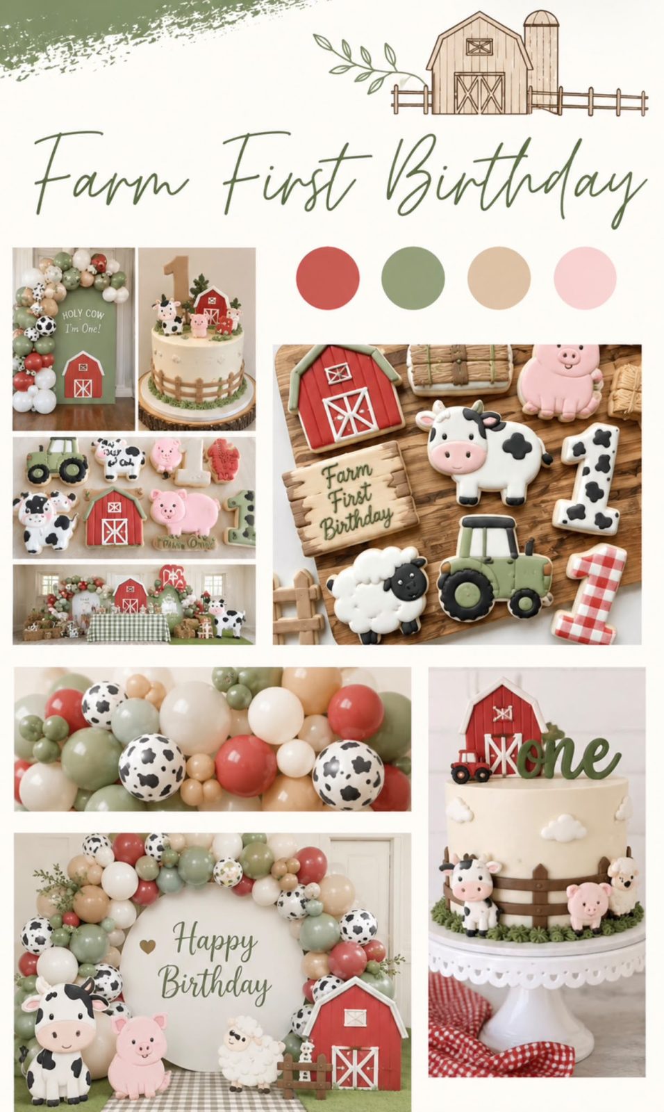 Farm First Birthday soft play theme moodboard